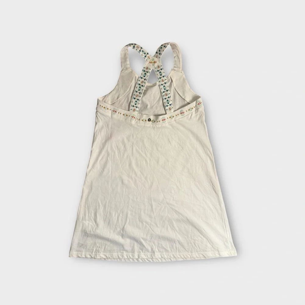 Roxy White Embroidered Trim Racer Back White Summer Dress